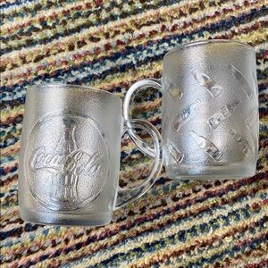 Coca Cola Vintage frosted glass mugs